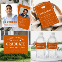 Classic Sporty Burnt Orange Typography Graduation