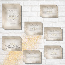 Gold Wedding Rings on Gold Wedding Suite Cards