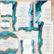 Blue Gold Agate Bar / Bat Mitzvah