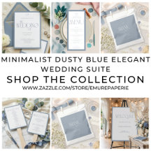 Minimalist Dusty Blue Elegant Wedding Suite 