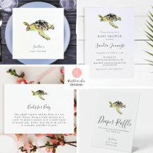Sea Turtle Baby Shower Watercolor Minimalist