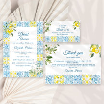 Mediterranean Blue Tiles and Lemons Bridal Shower 