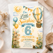 Our Little Sunshine Watercolor Teddy Bear Birthday