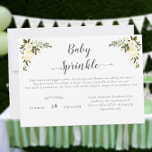 Elegant White Rose Floral Sprinkle Baby Shower -3C