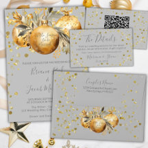 Gold Ornament Gray Christmas Wedding Suite