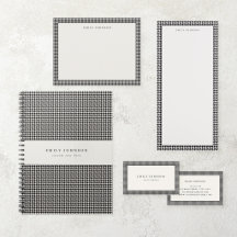 Black and Ivory Houndstooth Monogram Stationery