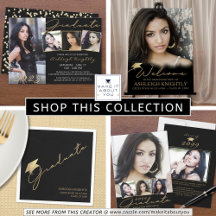 Graduation Handwritten Script Black Gold Photo