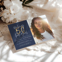 making 50 look good navy blue and gold birthday 