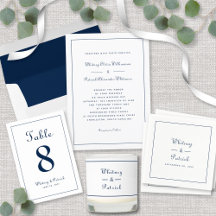 Elegant Script Classic Navy White Formal Weddings 