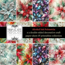 Festive Alcohol Ink Poinsettia Scrapbook Paper