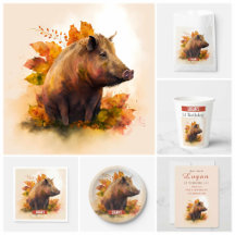 Fall Watercolor Boar - Kids Birthday Party