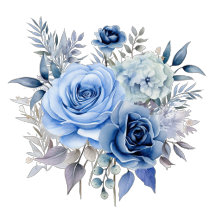 Blue and White Painted Peony Rose Wedding Suite