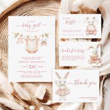 Blush Pink Clothesline Bunny Girl Baby Shower