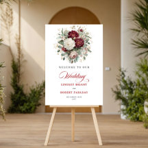 Boho burgundy & white flowers gold wedding 230Y