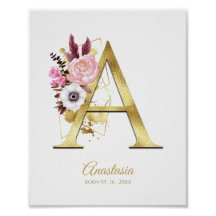 Floral Botanical Monogram Nursery Letters