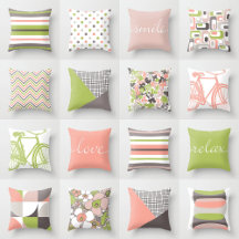 Salmon Blush Pink Rose Taupe Green Retro Home 