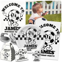 Personalized Retro Soccer Birthday Party Supplies
