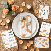 Modern Burnt Orange Botanical Wedding Set
