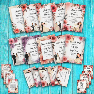 Convites Noiva Floral E Casamento Elegante De Groom