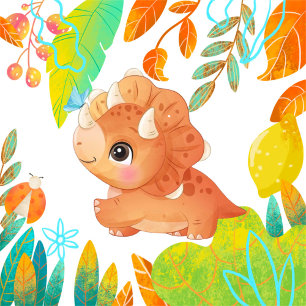 Convites Chá de fraldas De Dinossauro Laranja Tropical Invi