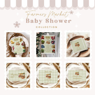 Cartão De Informações Chá de fraldas para o mercado de agricultores verd