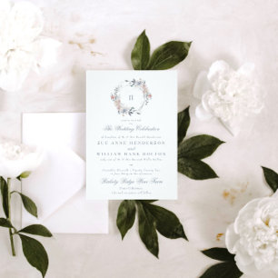 Monograma Floral Romântico Wreath Convite De Casam
