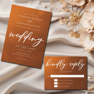 Cartão RSVP Rustic Burnt Orange Responde Rapidamente Casamento