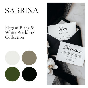 Convites Casamento Retro Elegante Preto e Branco