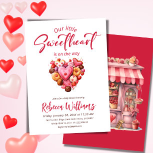 Adesivo Quadrado Um Pequeno Chá de fraldas Vermelho Doce do Coração