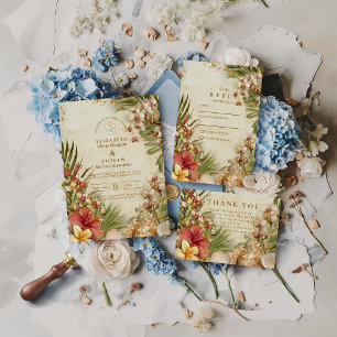 Cartão De Agradecimento Casamento de Destino Hibisco Palmeira