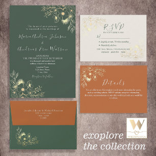 Convites Terracota e Casamento Floral em Verde Oliva