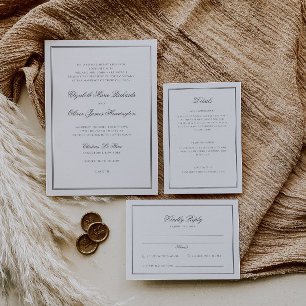 Convites Casamento de Caligrafia Clássica Elegante