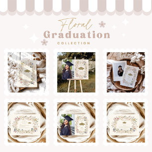 Cartão De Agradecimento Vintage Elegant Botanical Floral Graduação