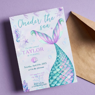 Convites Dois segundos aniversários de Sereia do Mar