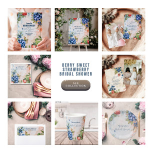 Convites Summer Berry Sweet Strawberry Chá de panela