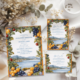 Cartão RSVP Casamento mediterrânico Ilustrado