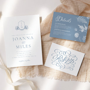 Convites Monograma Azul Pobre de Gato Botânico