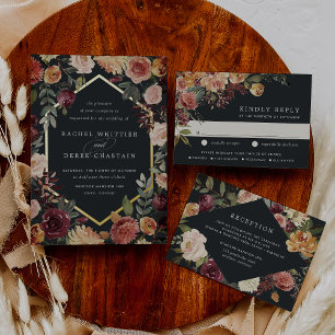 Cartão De Informações Recepção de casamento Floral Rustic Bloom Watercol