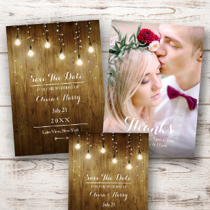 Reserve A Data Rustic String Of Lights Country Save The Date Card