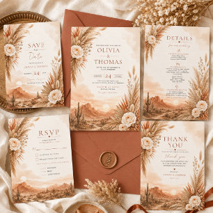 Convite de Casamento Boho Pôr do Sol no Deserto