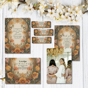 Etiqueta Chá de panela Antiquado de Arte Floral Nouveau