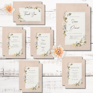 Reserve A Data Casamento de Blush de Frame Floral de Boho Seco