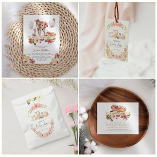 Cartão de Chá de fraldas para Animais da Floresta 