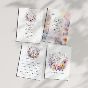 Convites Bebê em Bloom Watercolor Chá de fraldas Floral
