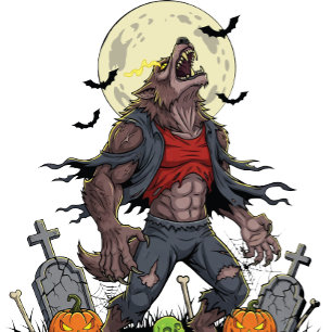 Relógio Redondo 🐺 Werewolf Halloween Wall Clock 🎃