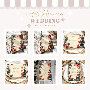 Reserve A Data Art Nouveau Vintage Casamento Floral