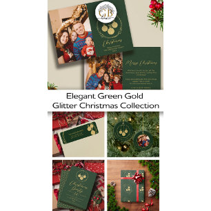 Papel De Presente Elegante Verde Dourada Wreath Feliz Natal