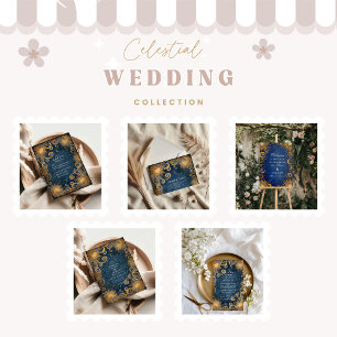 Cartão RSVP Casamento Celestial Azul Real
