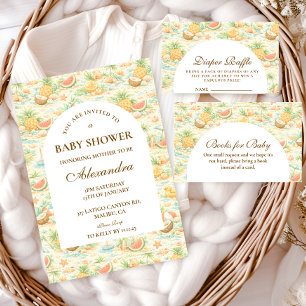 Convites Chá de Bebê de Frutas Tropicais da Costa