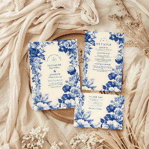 Reserve A Data Casamento Floral do Toile Azul em Vintage